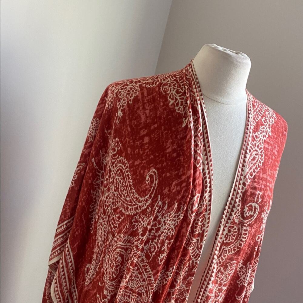 MELROSE & MARKET Burnt Orange White Paisley Kimono Womens Sz Medium New - Picture 2 of 7